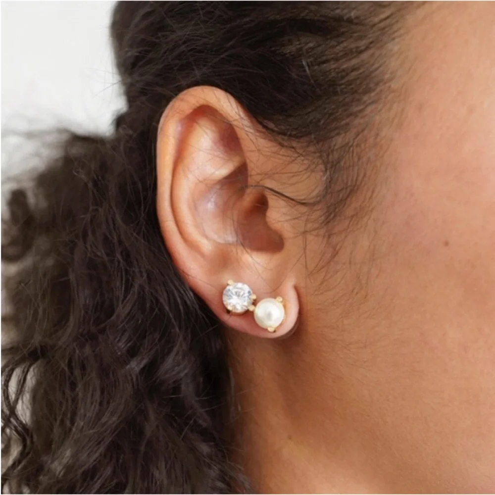 Kate Spade New York Rise and Shine 2-Stud Set, Cubic Zirconia & Glass Pearl - Picture 7 of 13